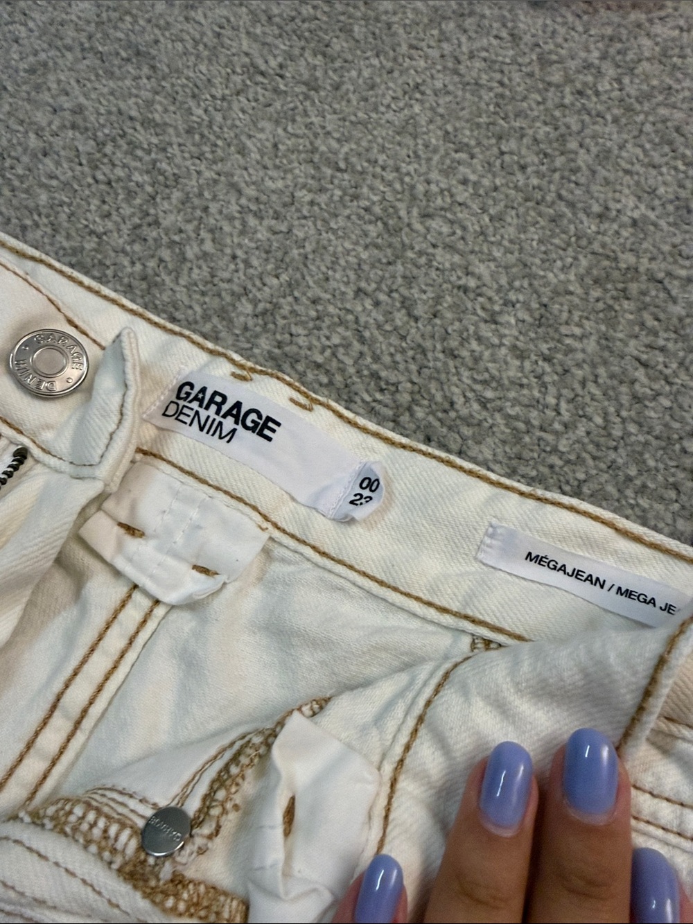 Garage Cream Wide-Leg Flare Jeans - Picture 2 of 4